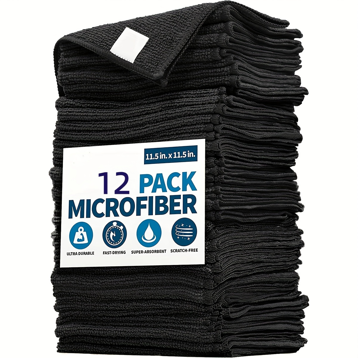 

12 Pack Microfiber Cleaning Towels - Scratch-free, Fast-drying, Super-absorbent Dishwashing Cloths - Multipurpose Stain-hiding Boat& Kitchen & Household Cleaning Rags