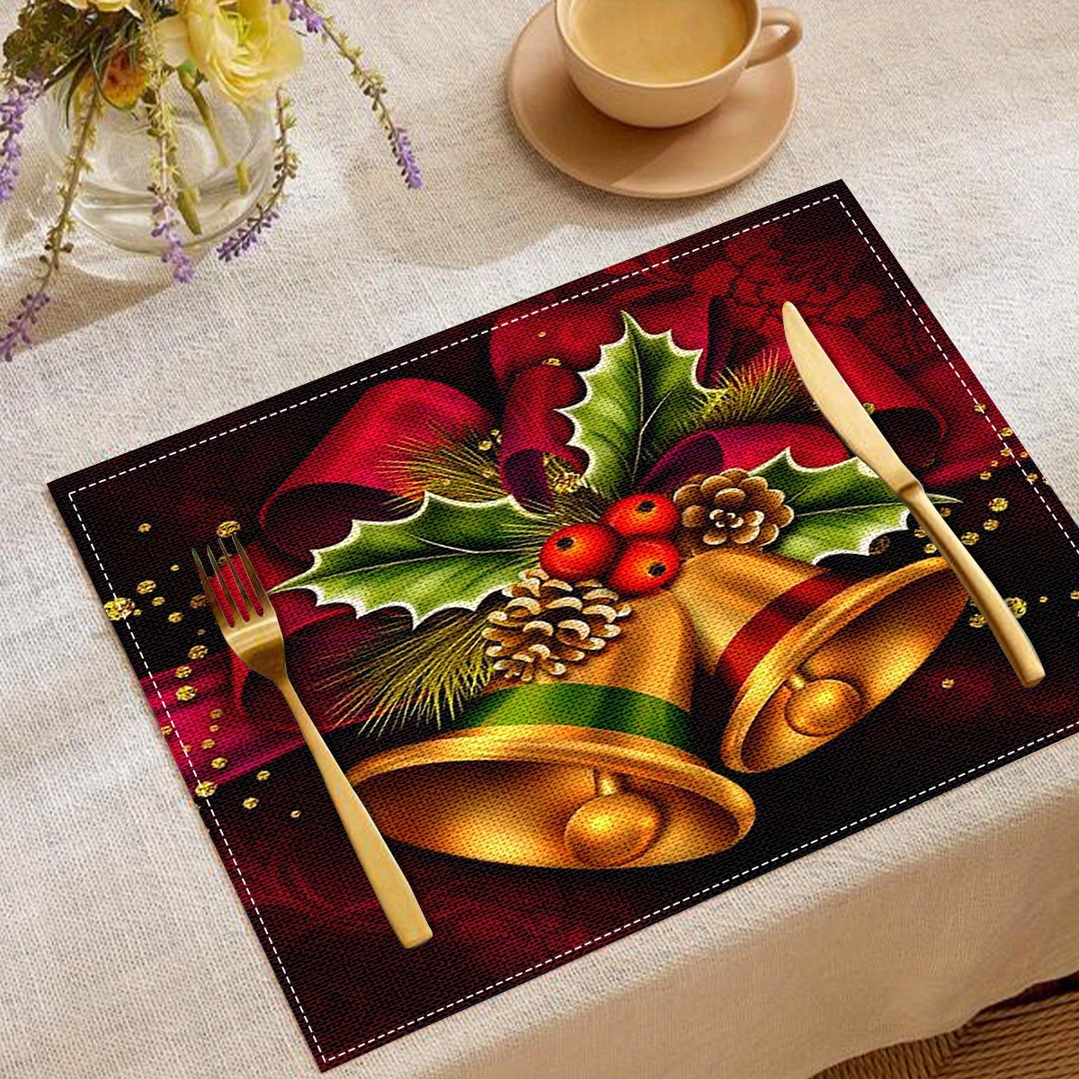 

4pcs Set Christmas- Placemats - -, For Dining &