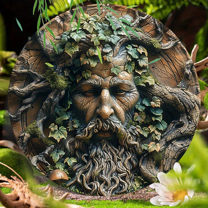 

1pc Waterproof Aluminum Metal Sign - Root Man With Beard And Hair Encased In Leaves - Hd Printed, Pre-drilled, Weather Resistant For Home, Coffee Shop, Garden Themed Decor
