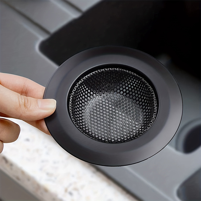 

1pc Stainless Steel Kitchen Sink Strainer - Black, Hexagonal Mesh Design For Efficient Drainage, Vegetable Washing & Sinks