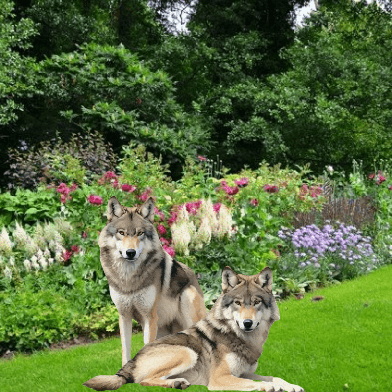 

2d Acrylic Flat Garden Stake: 2 Wolf Dogs, 27.69cm X 10.9in, Outdoor Art Decoration, No Brand