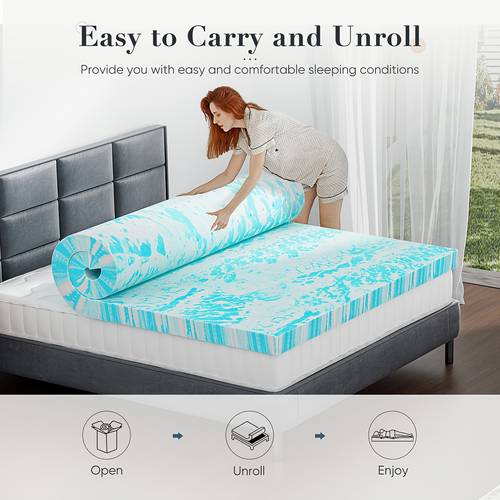 mattress topper queen size 3 inch cooling bed topper soft comfortable mattress pads for bedroom or blue