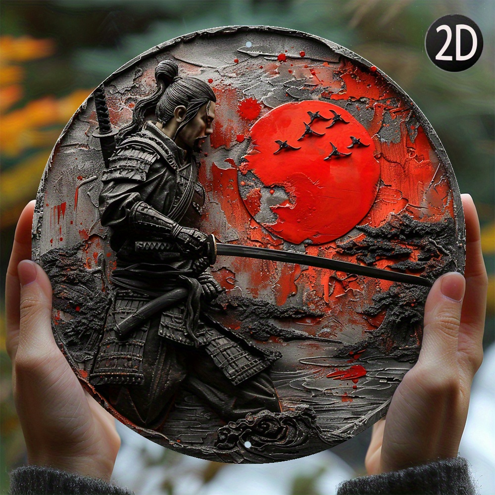 

Japanese Samurai 8x8" Aluminum Wall Decor - Perfect For Bedroom, Dorm, Bathroom | Unique Autumn & Winter Theme | Ideal Valentine's Day Gift