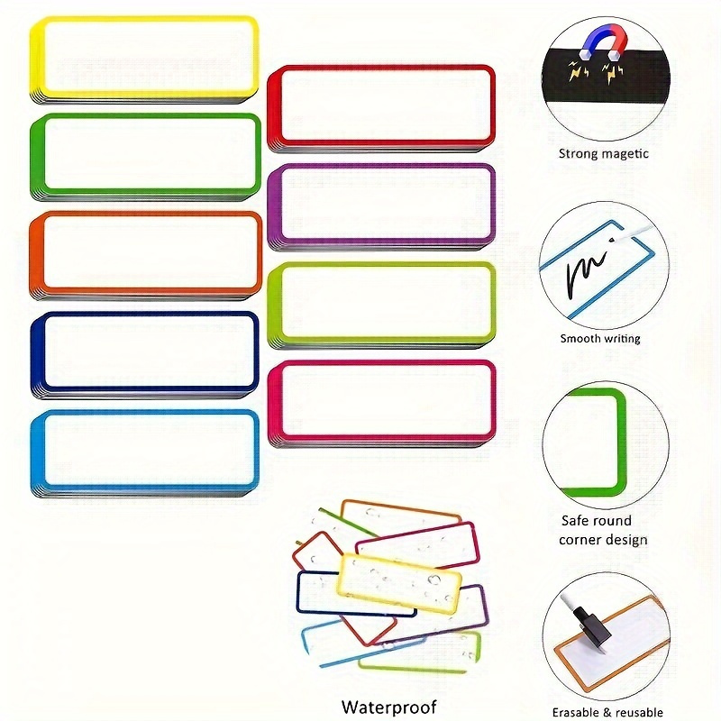 

20 Pcs Dry Labels: Reusable Strips For , , , Refrigerator - Blank, , Erasable Colored