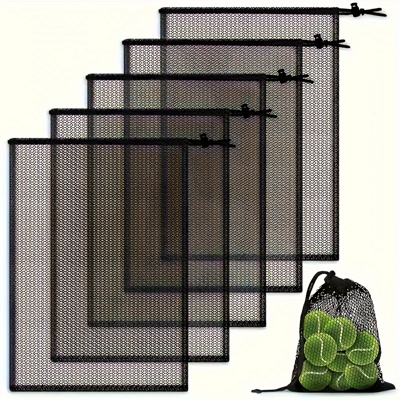 

5-pack Polyester Mesh Drawstring Bags - Reusable Net Organizer Pouches With Cinch Closure For Packaging And Storage