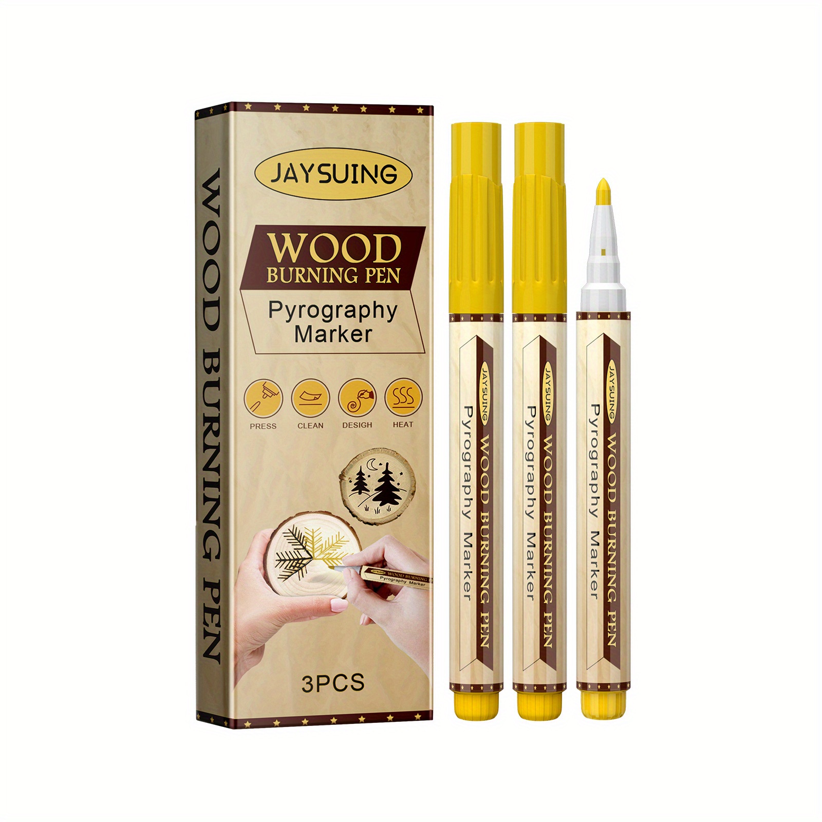 

Jaysuing Wood Burning Marker Pen - Diy Craft & Art Design Tool For Coasters, Cutting Boards & More, Ages 14+