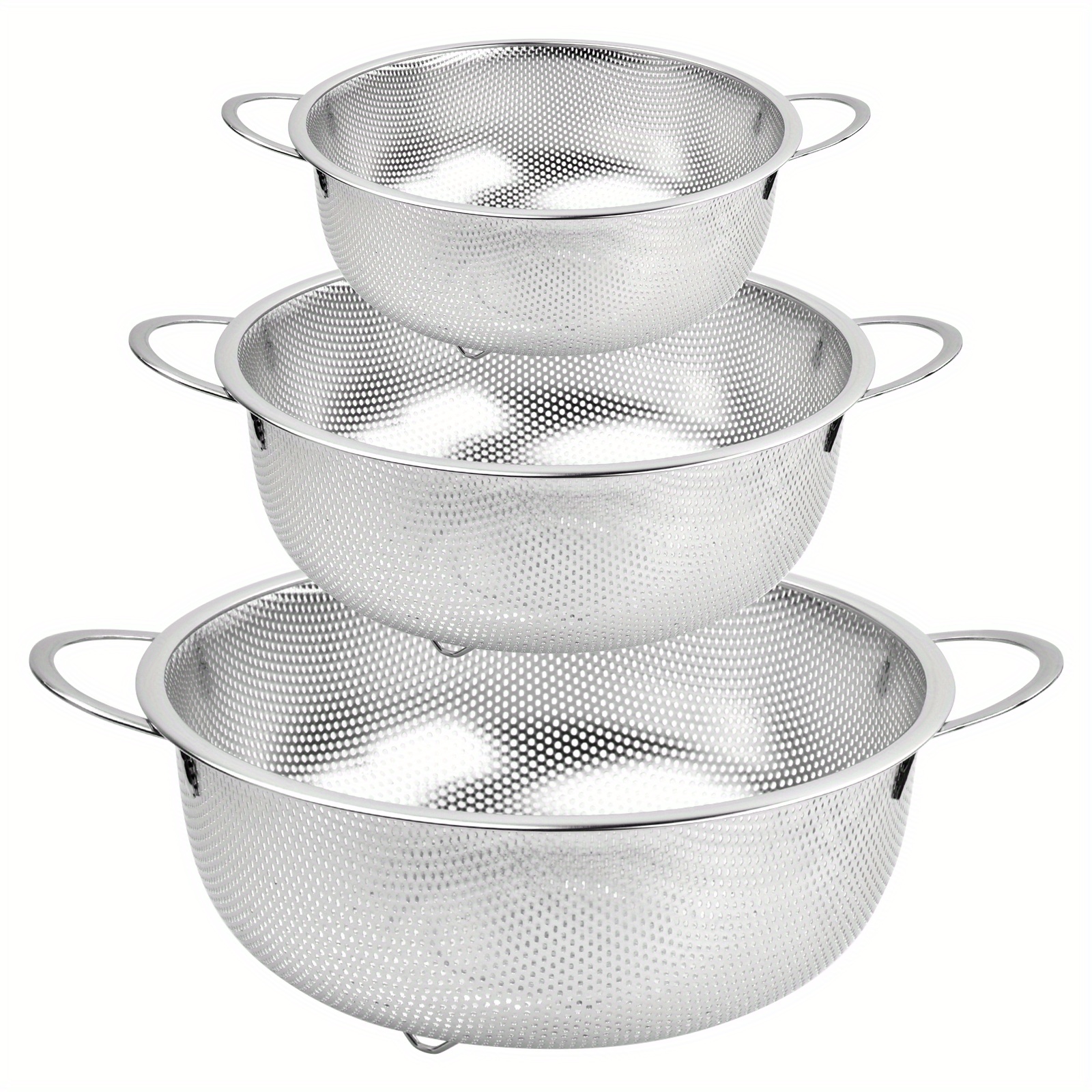 

Steel Colander Set: 3 , Microperforated , Dishwasher Safe,