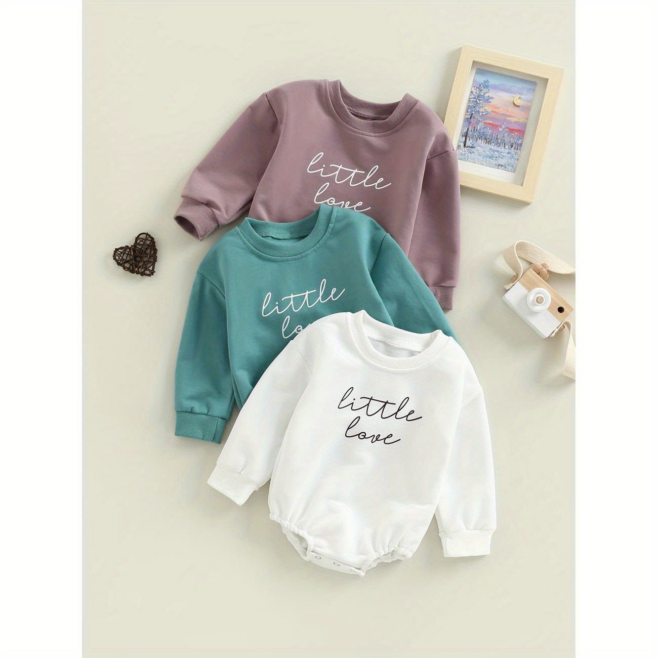 

Infant Baby Fall Romper, Long Sleeve Round Neck Letter Embroidery One-piece Casual Bodysuit