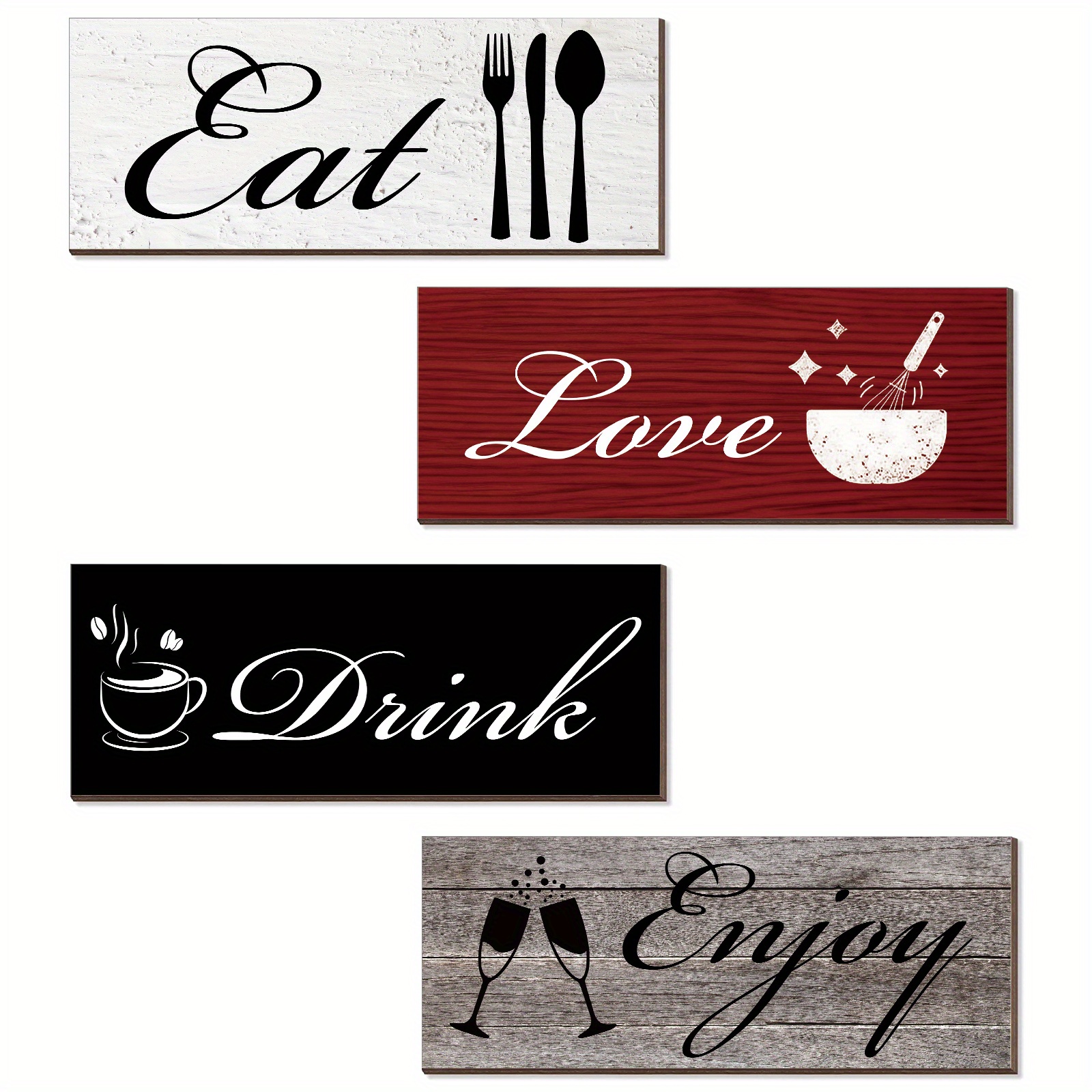 

4pcs Decor Accessories, Wall Art , Eat Wooden Signs For Dining Room