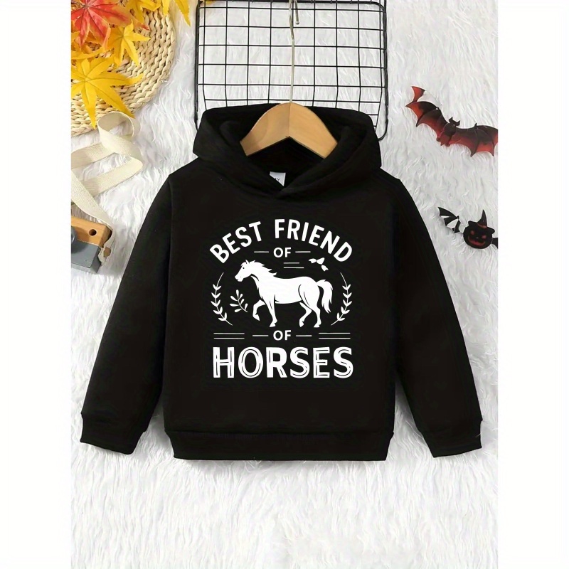 

Pullover à capuche décontracté et tendance pour garçon pour l'automne - MEILLEUR AMI DES CHEVAUX Sweat à capuche à manches longues avec imprimé animal en cadeau