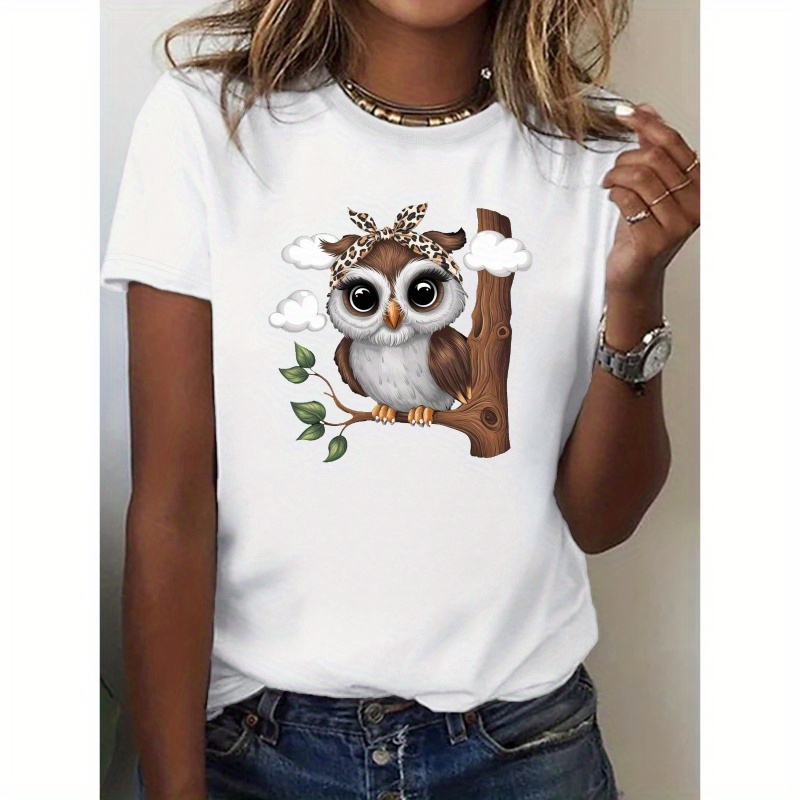 

Cute Owl With Bandana Pure Casual Women's Tshirt Comfort Fit