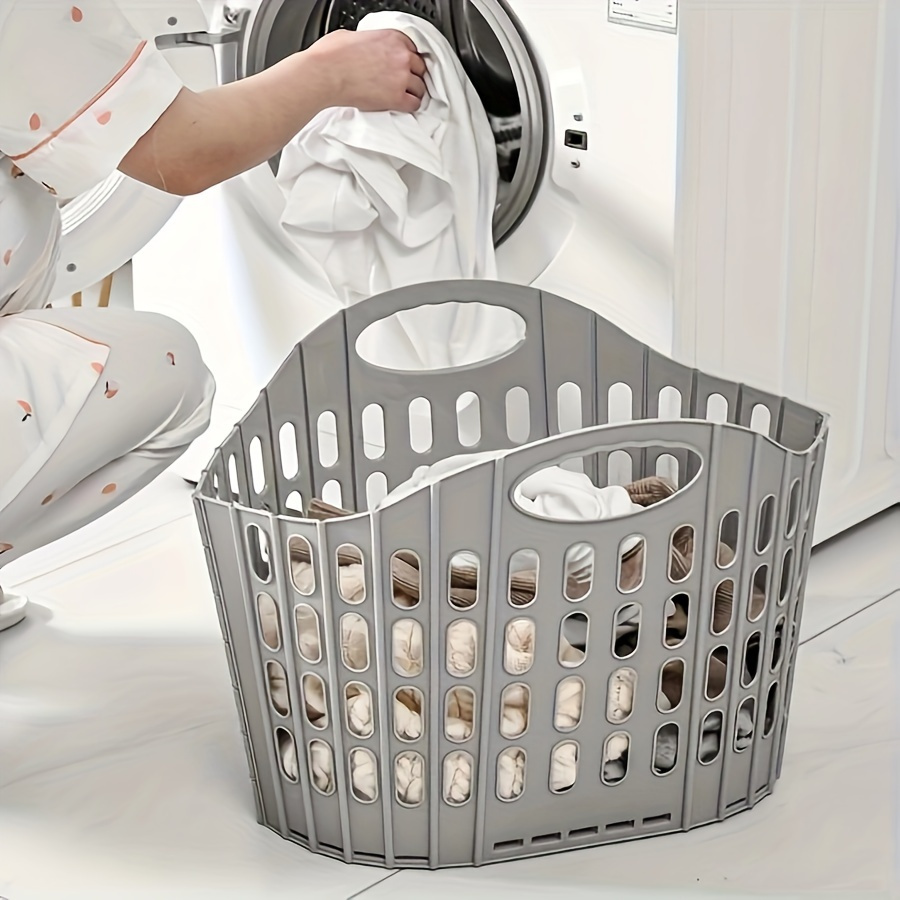 TEMU Stackable Plastic Laundry Basket - Collapsible, Spacious, And For Use - Holds Over 20 T-shirts - -saving For Laundry Organization, Shelf Baskets