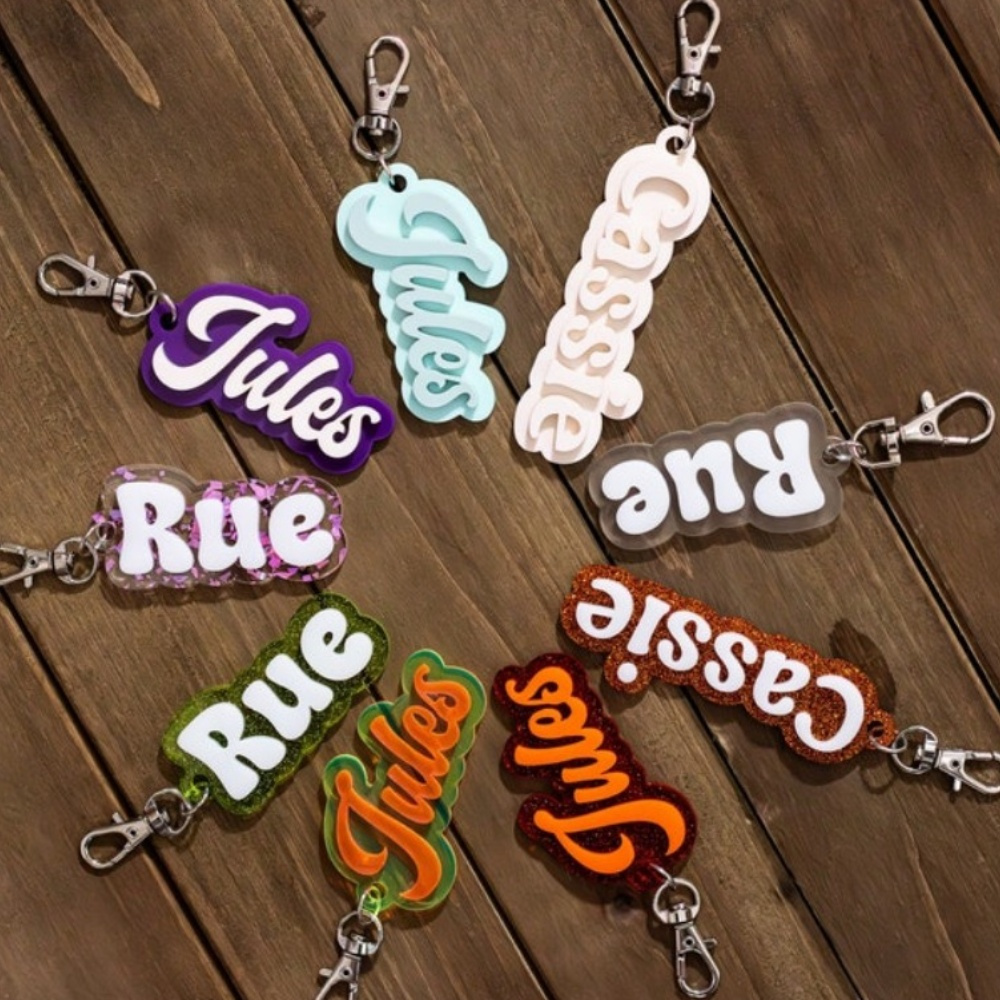 single personalized name keychain plastic 3d engraved text Temu