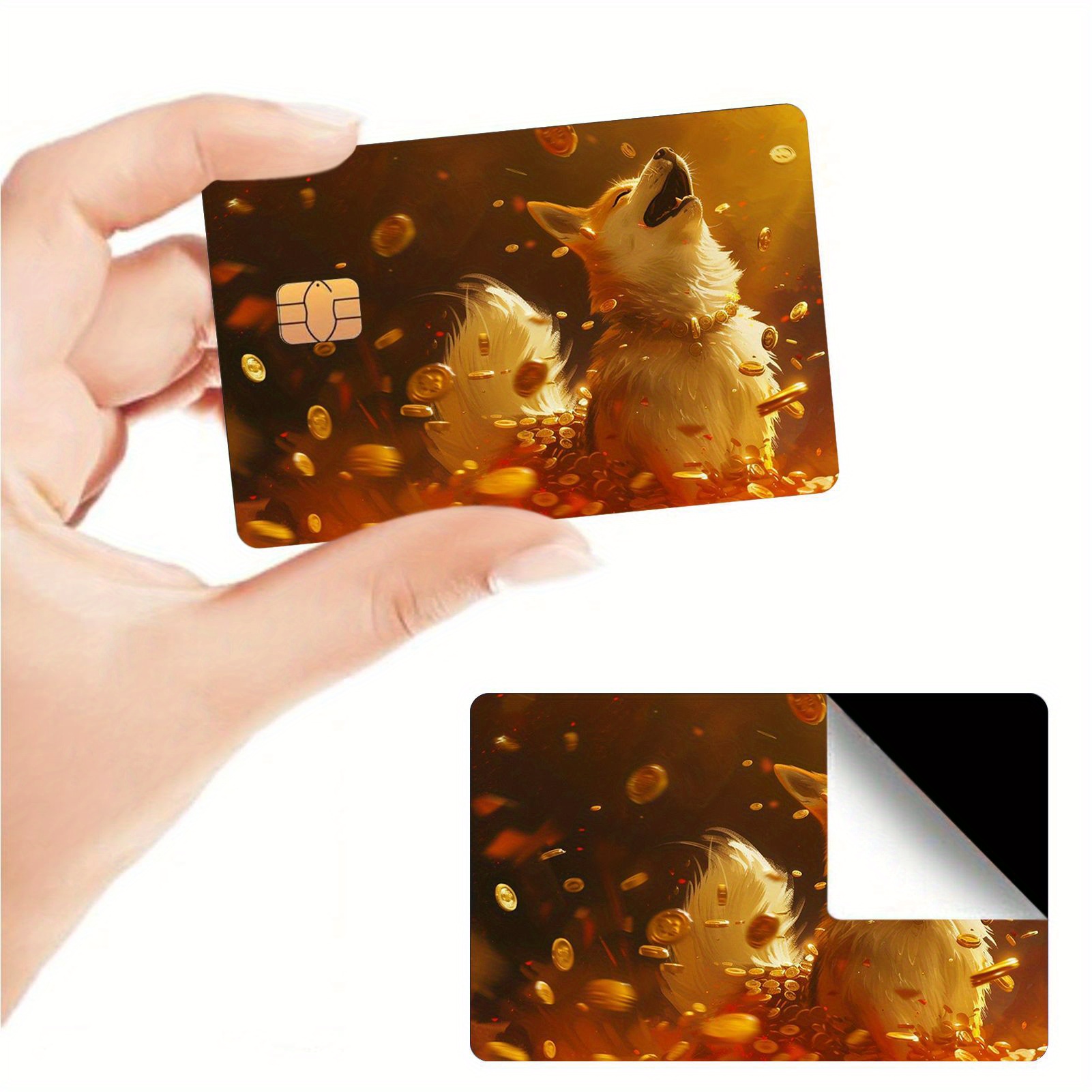 2-Pack PVC Dog Card Skins for Credit, Debit, EBT, Key Cards - Easy Apply, No Bubble, Removable, Durable - Waterproof Custom Bank Card Stickers with Digitally Printed Design