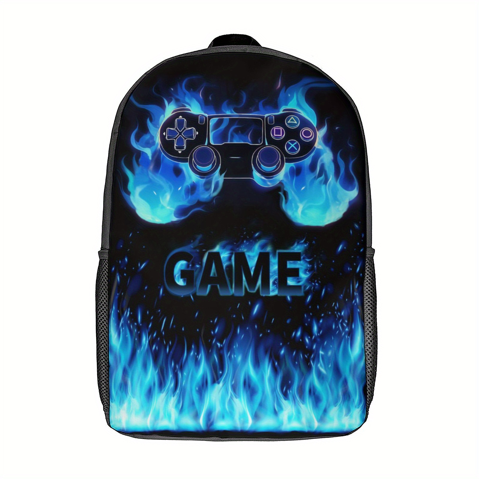 

Game Controller With Blue Flames Print Campus Backpack For Student, Trendy Casual Schoolbag For Teens, Perfect For College & Hanging Out