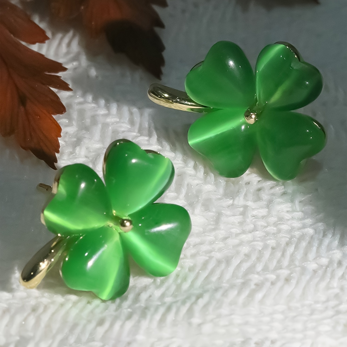 

1pair St. Patrick's Day Green Lucky Clover Stud Earrings, Holiday Party Gift