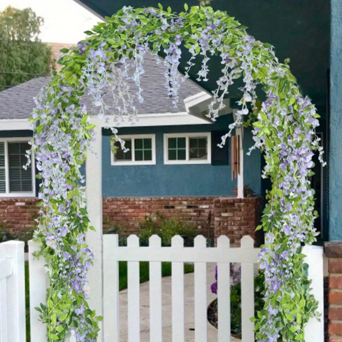 

2 Pcs 5.9ft Artificial Flowers Wisteria Garland Artificial Wisteria Vine Hanging Flower Greenery Garland For Home Garden Outdoor Wedding Arch Floral Decor For Wedding Decoration, Valentine's Day Decor