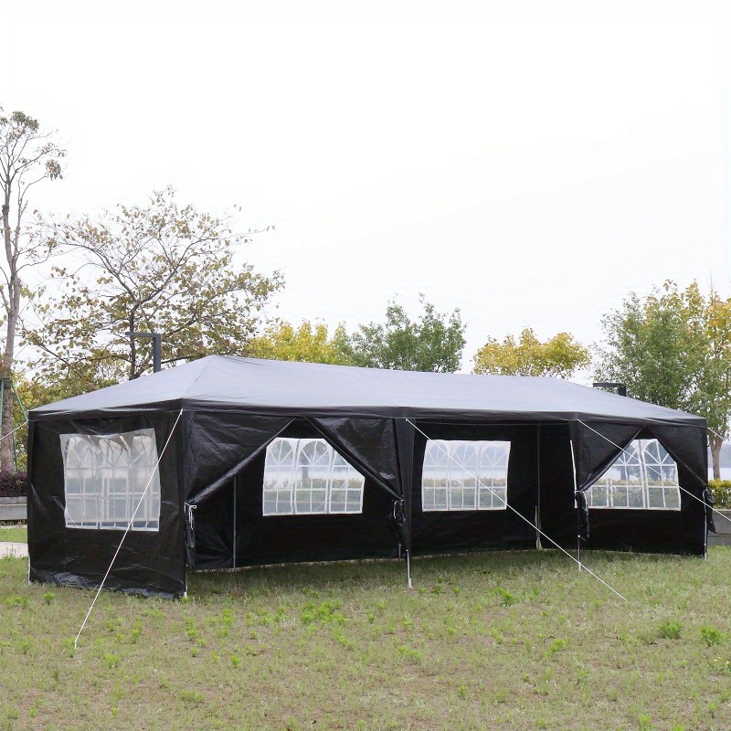 

10'x30' Outdoor Party Tent With 8 Removable Sidewalls, Black, Waterproof Canopy Patio Wedding Gazebo