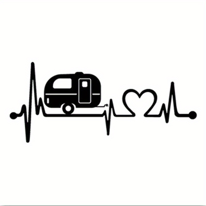 

Heartbeat Ekg Decal - Self-adhesive Vinyl Sticker With Camper And For Auto Glass And Body, Single Use Paper Material, Irregular Shape, Cartoon Theme For Rear Placement