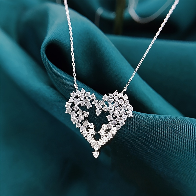 

Love Heart Cubic Zirconia Pendant Necklace 925 Silver Plated Birthstone Delicate Jewelry For Women Girls Engagement Wedding Gift