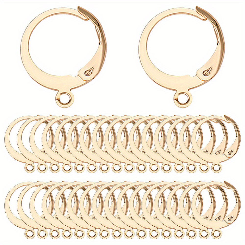 

1box 80pcs Leverback Earring Hooks 18k Golden Plated Stainless Steel Huggie Hoop Round Leverbacks Earwires Lever For Jewelry Making Earrings Backs Findings Replacement