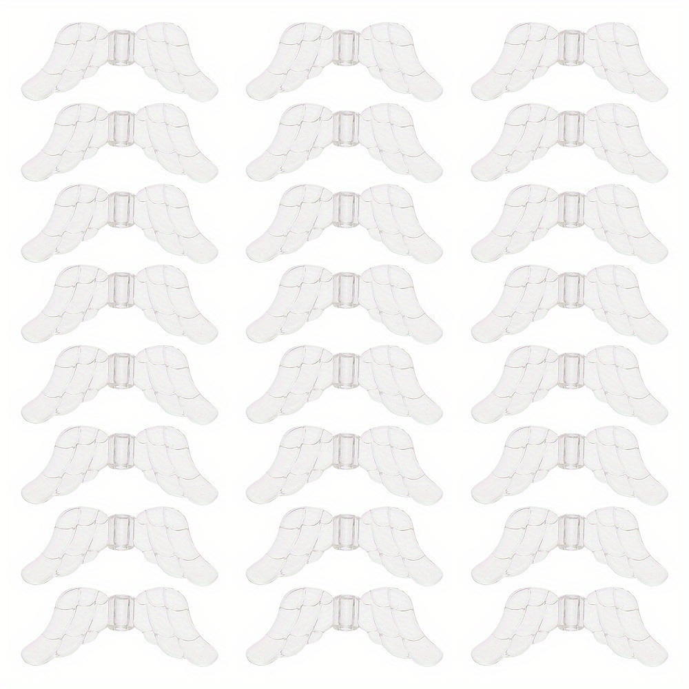 200pcs Wings Beads Wing Beads Transparent Clear Acrylic Bead Charms Christmas Guardian Fairy Wing Loose Spacer Beads For Jewelry Making Beading Kit Earrings