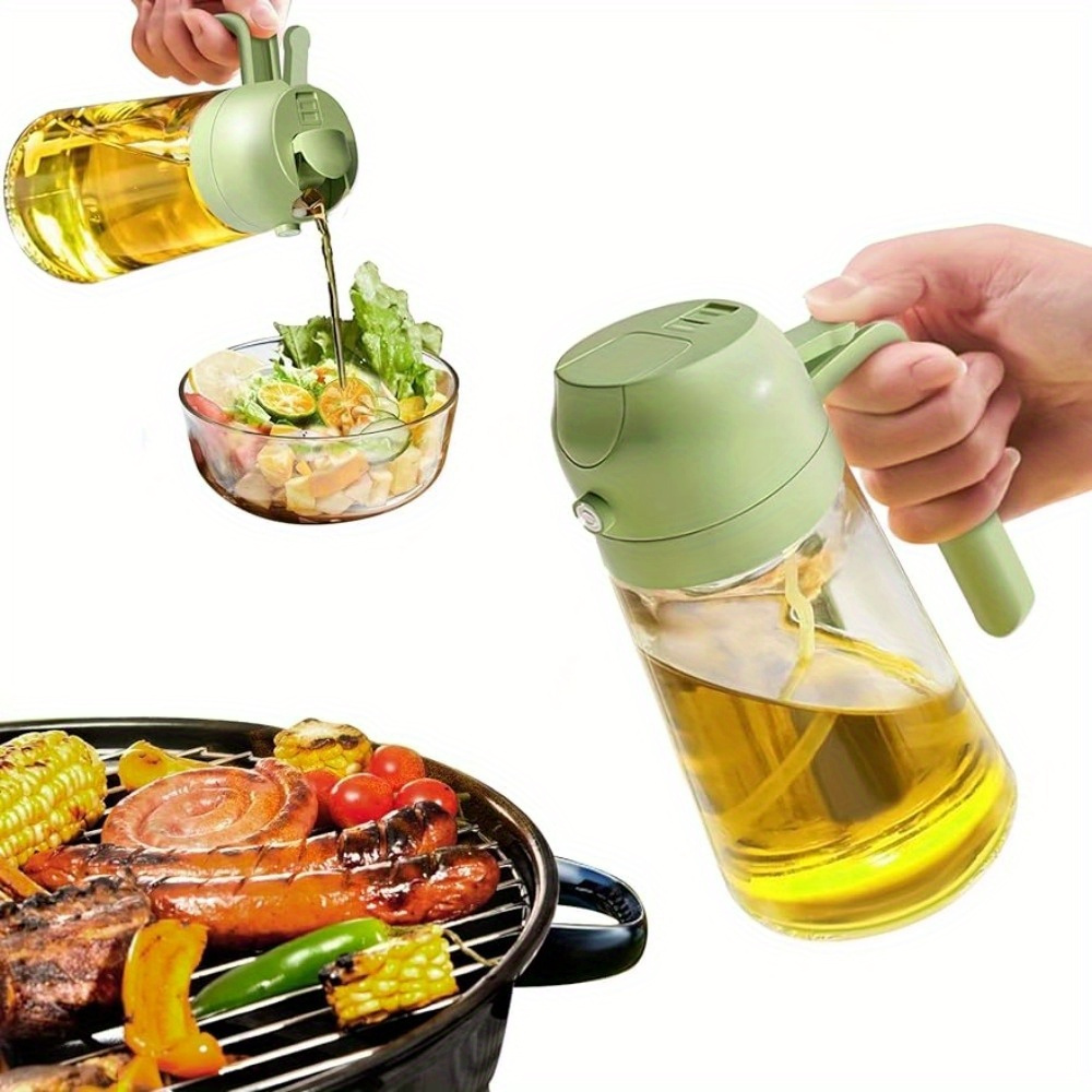 

Olive Oil Dispenser Bottle For Kitchen, 2 In 1 Oil Sprayer For Cooking, 17oz/500ml Glass Oil Spray Bottle With Pourer, Food-grade Oil Mister For Air Fryer, Salad, Frying, Bbq (2 Pack)