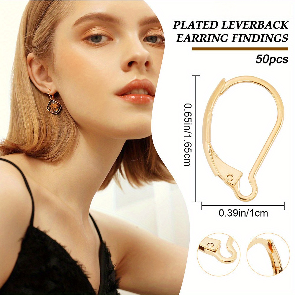 50pcs 24k gold plated leverback earring hooks 16x10mm Temu
