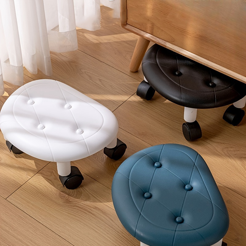 

Silent Glide Low Stool With Wheels - Durable, Waterproof Plastic, Perfect For Shoe Changing & Easy Mobility, Stylish Home Roller Stool