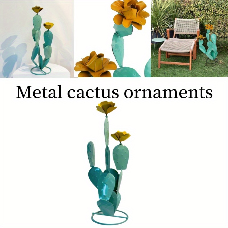 

Metal Cactus, Courtyard Art Gifts, Cactus Statues, Desert Decoration, Outdoor Metal Cactus With Flowers, Metal Plant Decoration, Suitable For Garden Decoration, Courtyard Decoration, Lawn Decoration