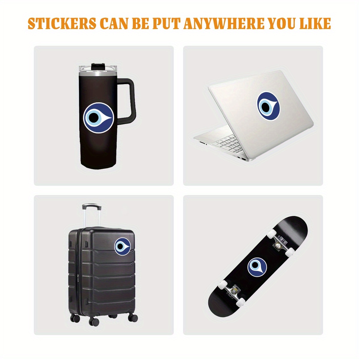 2-Pack Evil Star Eye Decals - 5.51x4.53 Inch PVC Stickers For Cars, Laptops & Water Bottles