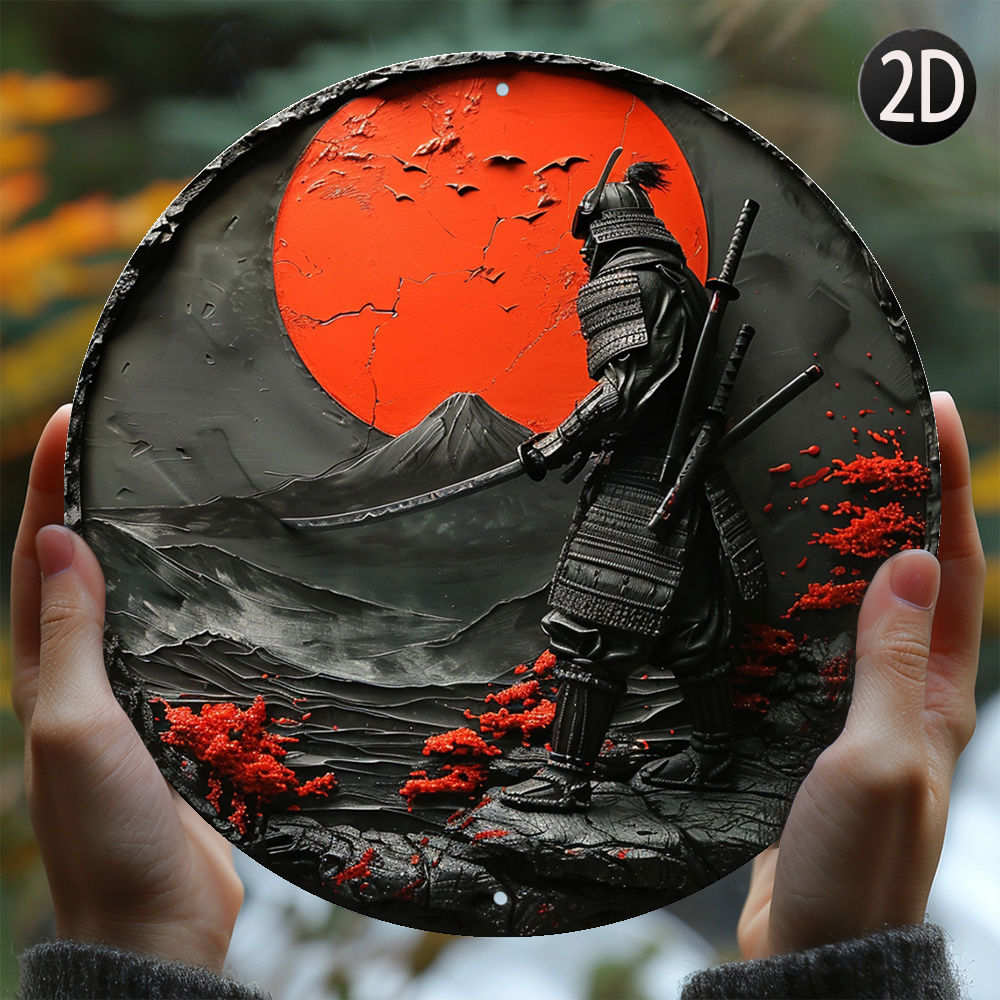 

Japanese Samurai 8x8" Aluminum Wall Art - Perfect For Bedroom, Dorm, Office Decor & Halloween Gifts