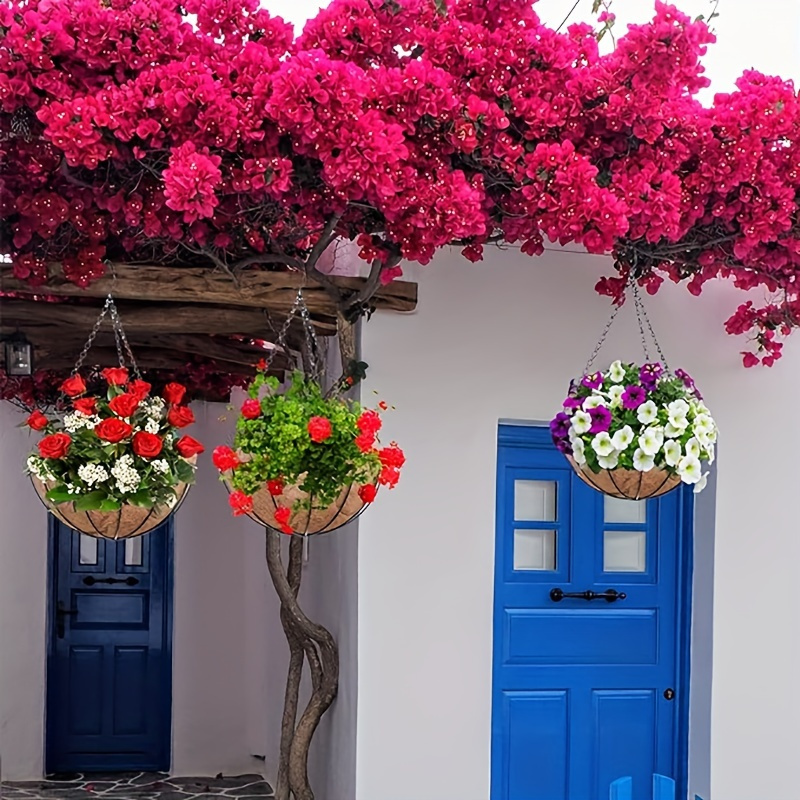 1 3pcs 10 12 14in Coconut Lined Circular Coconut Hanging Basket Lined