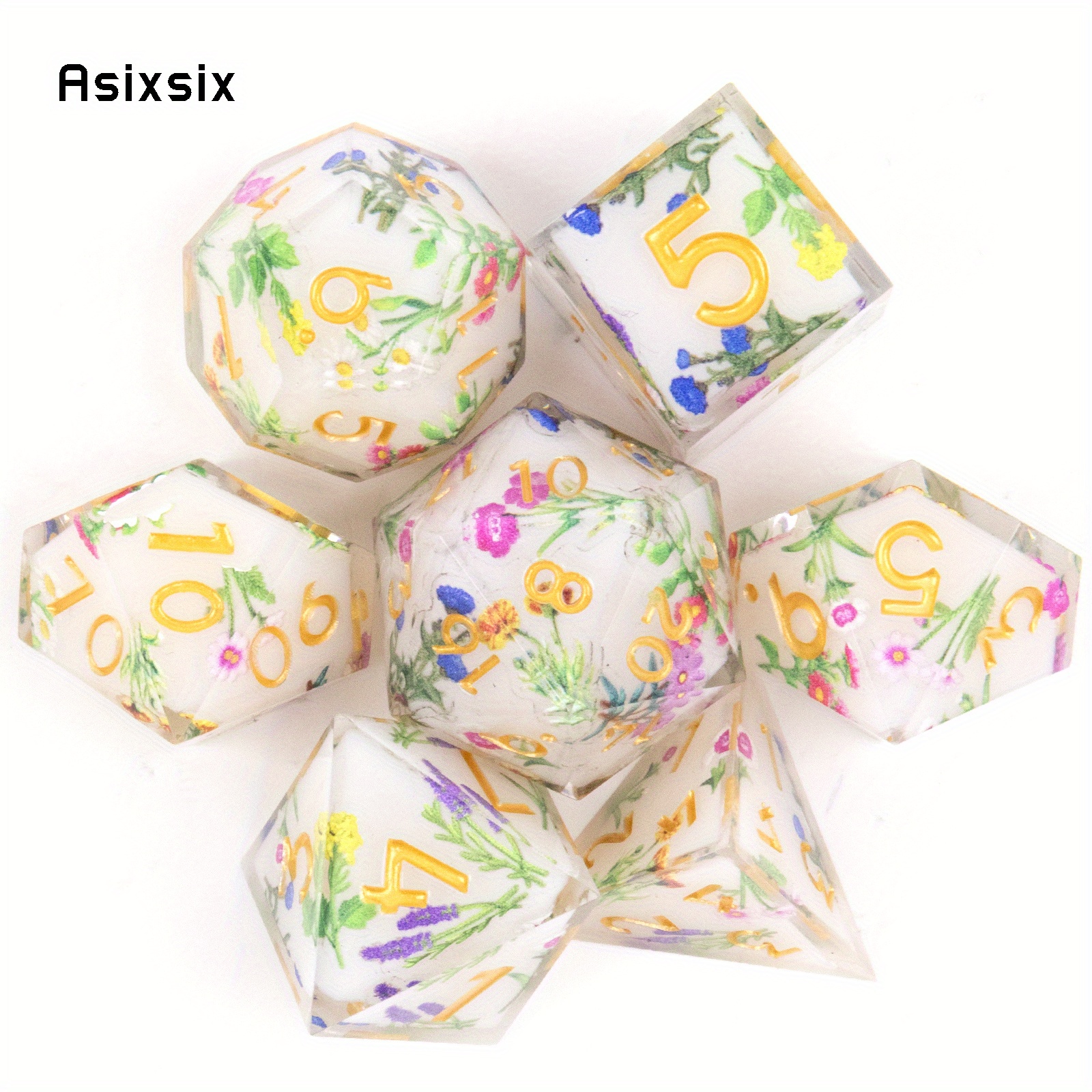 

7pcs Flower Leaf Resin Dice Polyhedral Dice Suitable For Role-playing Rpg Board Game