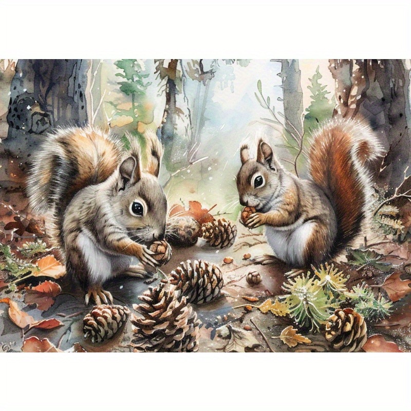 

Adults' Canvas Paint-by-numbers Kit With Squirrels - Diy Acrylic Painting Set, Forest Animals Scenery, Wall Art Home Decor, Perfect Hobby For Art Enthusiasts And Creative Gift