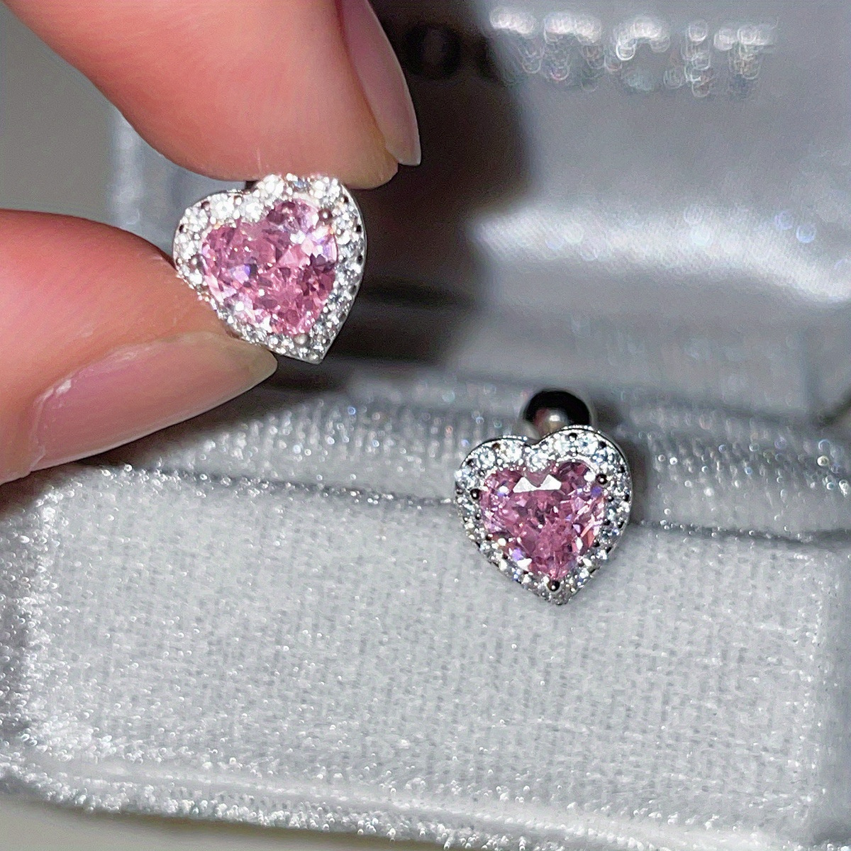 

Elegant Heart-shaped Zirconia Stud Earrings - Trendy Jewelry Gift For Women