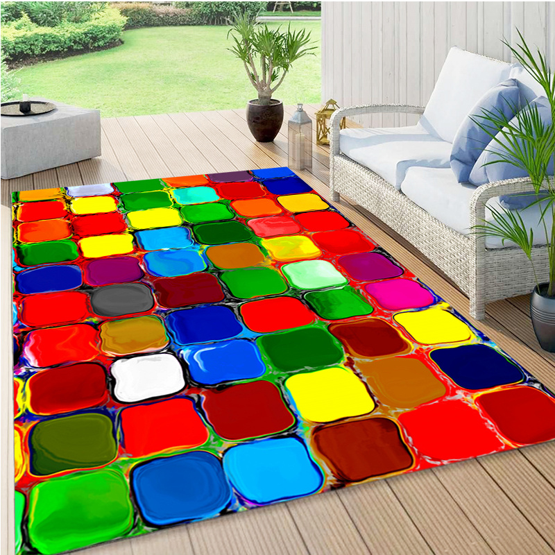 

Rainbow Non-slip Outdoor Rug - Polyester Floor Mat For Patio, Camping, Living Room & Bedroom Decor