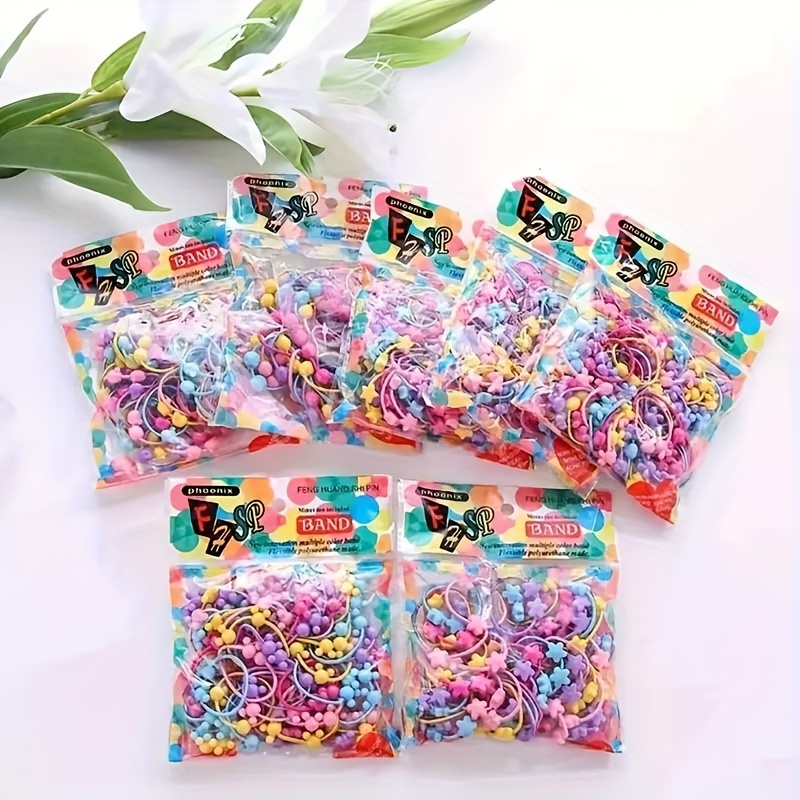 

50pcs Vibrant Beaded Hair Ties - Colorful Plastic Hair Accessories For Women & Girls, Ideal For Everyday & Party Styles