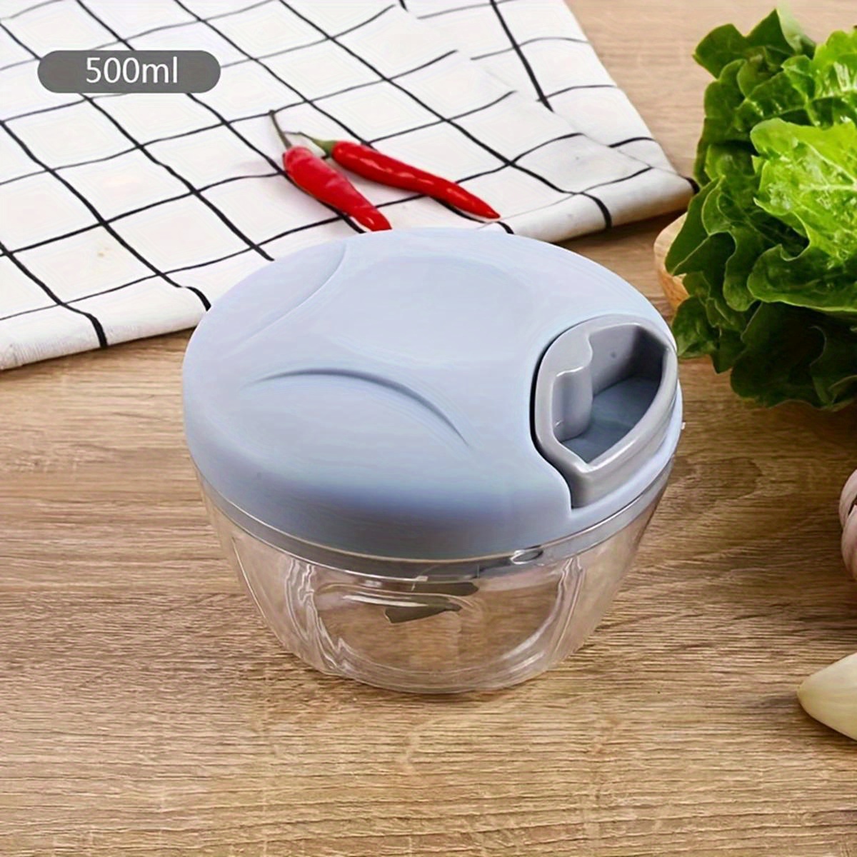 versatile manual garlic press vegetable chopper stainless steel blade 500 900ml capacity   onions meat and more essential kitchen gadget garlic crusher details 7