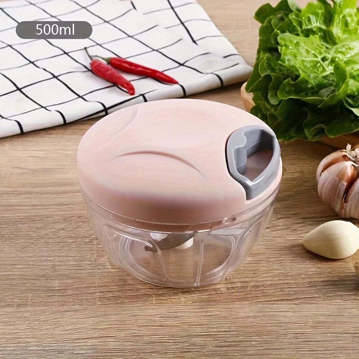 versatile manual garlic press vegetable chopper stainless steel blade 500 900ml capacity   onions meat and more essential kitchen gadget garlic crusher details 8