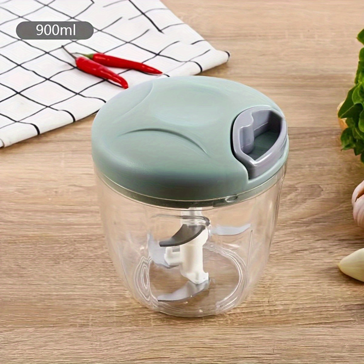 versatile manual garlic press vegetable chopper stainless steel blade 500 900ml capacity   onions meat and more essential kitchen gadget garlic crusher details 9