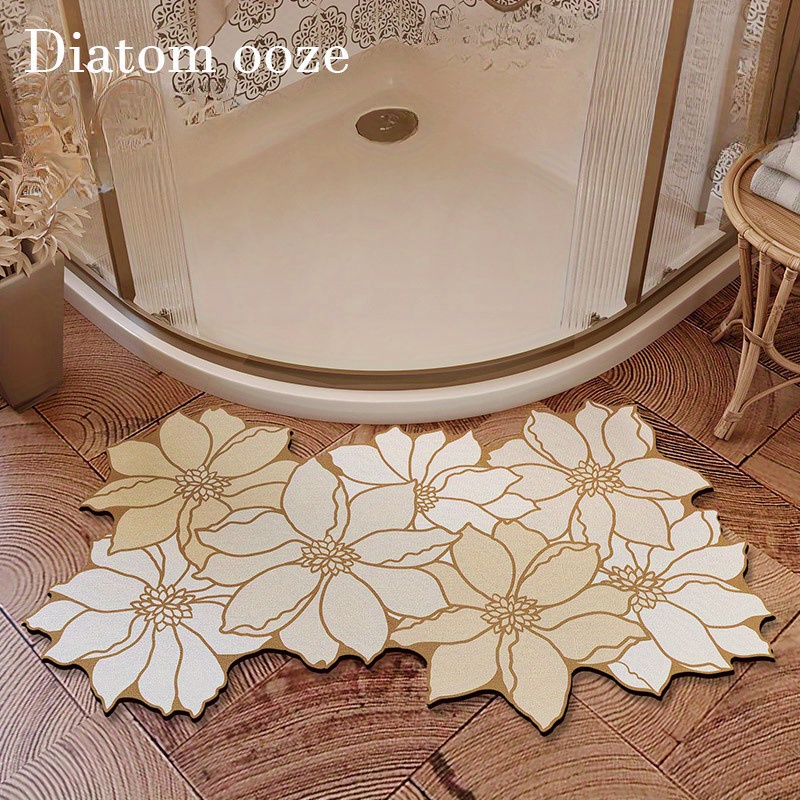 

Ultra-absorbent Floral Bath Mat - Quick Dry, Non-slip Entrance & Toilet Rug For Home Decor, Hand Wash Only