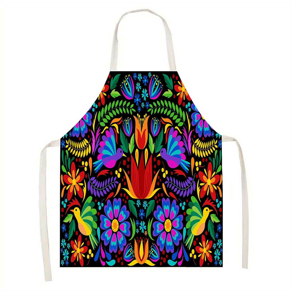 

Mexican Style Floral Print Kitchen Apron – 1pc, Creative Colorful Flower Design, 100% Polyester Woven Fabric, Stain-resistant, For Cooking, Baking, Painting, Gardening, Home Decor