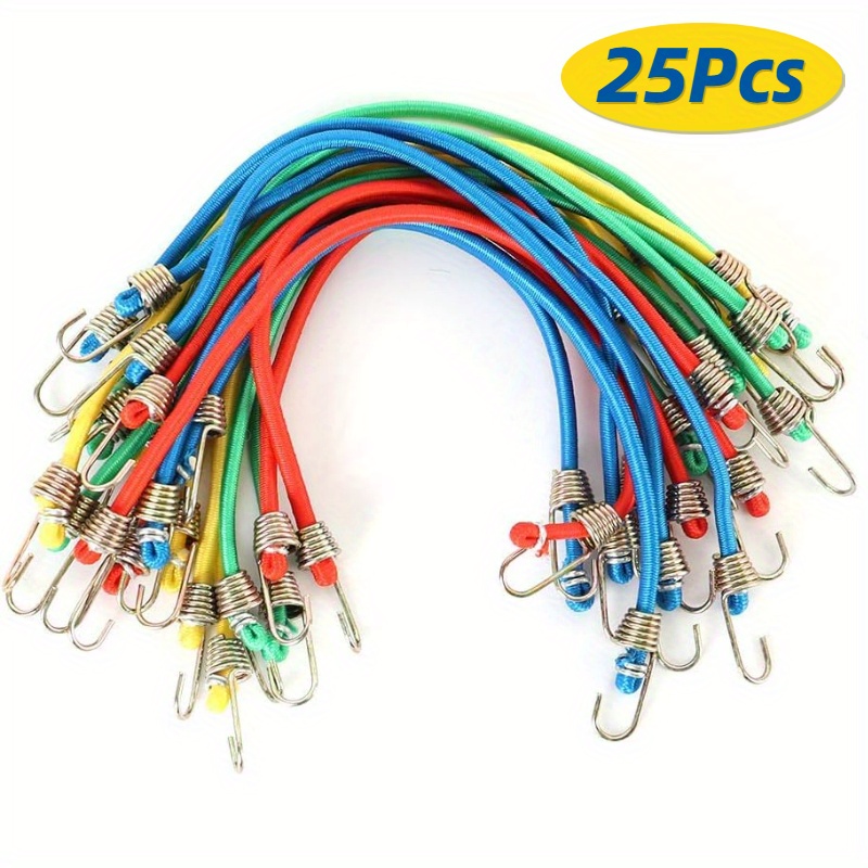 25pcs Latex Mini Elastic Cords 10inch Luggage Ropes Adjustable Straps Multifunctional 4mm Rubber Bands Hook Elastic Cords