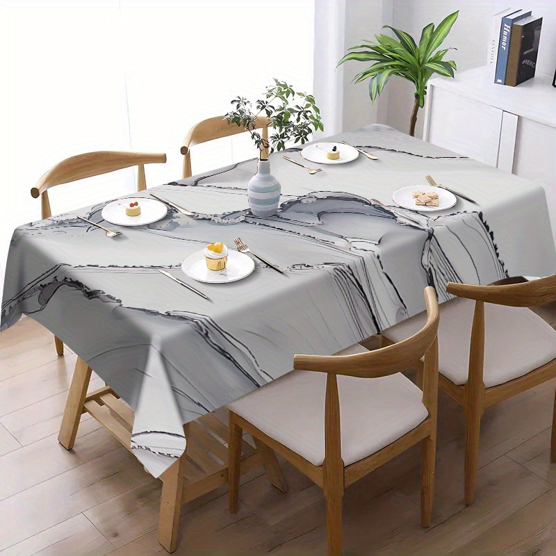 

Printed Tablecloth - Waterproof, Oil-proof, Heat-resistant Polyester Table Cover For Dining & Coffee Tables, Rectangular Kitchen And Restaurant Decor, Machine-woven - 1pc