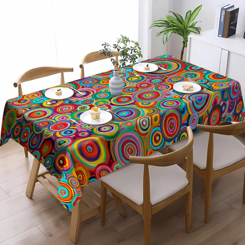 

Waterproof Polyester Tablecloth - Woven Rectangular Table Cover For Dining And Tea Table, Stain Resistant And Heat Insulation, Ideal For Festive Party Decor - Jit1pc Printed Tablecloth