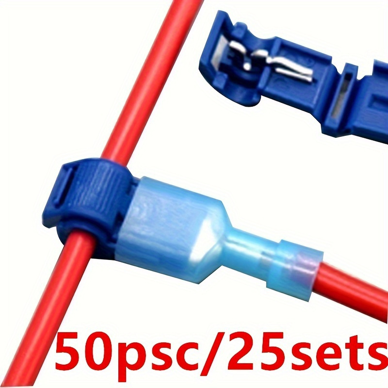 

50pcs/100pcs Fast Electrical Connector Curly Terminal: 25/50sets Of Insulated Negative Terminals