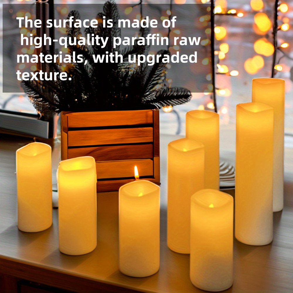 

9 Pieces, Flameless Led Candles, Flickering/non Flickering Adjustable Simulation Candles, 2/4/6/8 Hour Timed Remote Control, Led Pillar Candles, Home Decoration, Christmas And Weddings