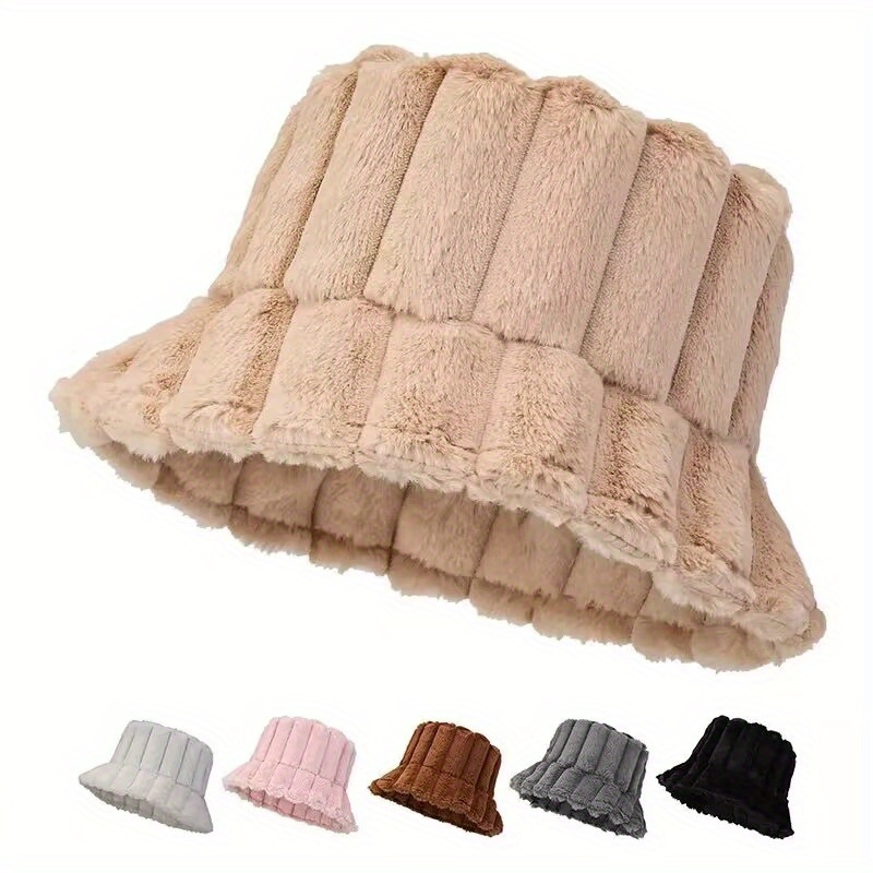 

Women's Fur Striped Hat - Thickened Packable Hat, Hat - For Fall And