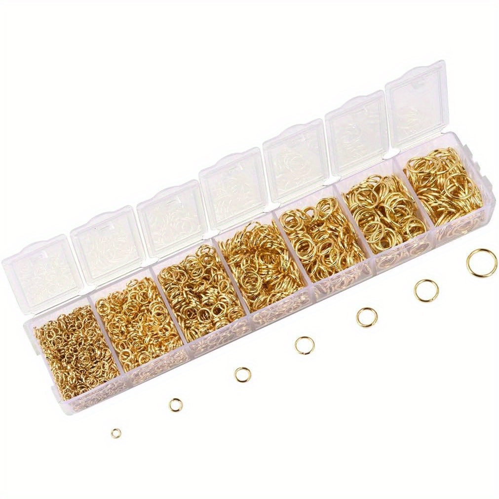 

2296pcs Jump Rings Gold Plated Jewelry Connectors Chain Left 3mm 4mm 5mm 6mm 7mm 8mm 10mm Box Set Open Jump Rings Golden For Necklace Repair